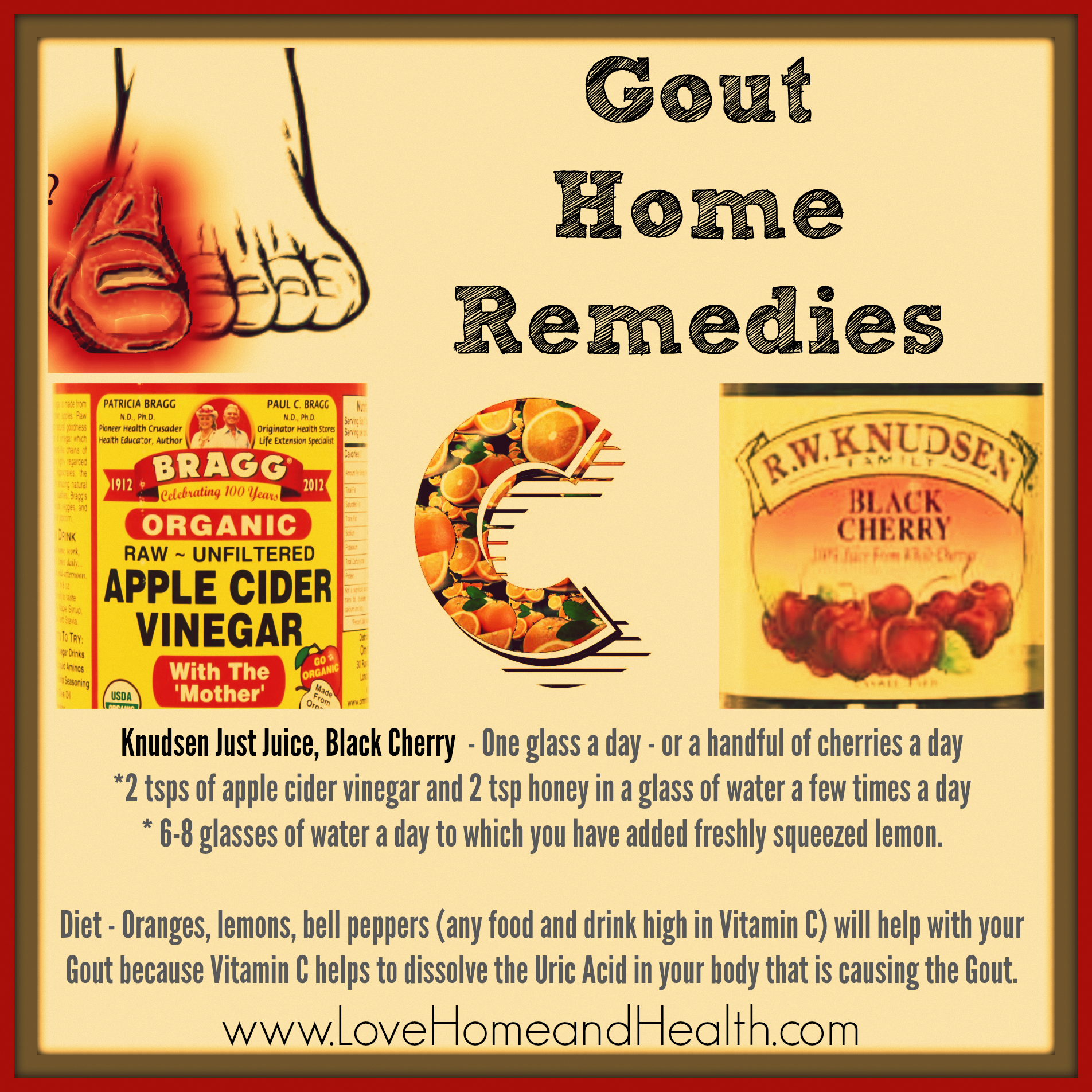 How can you use diet as a remedy for gout in your foot?