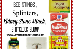 Home Remedies – Bee Stings, Splinters, Kidney Stone Attack, 3 o’Clock Slump